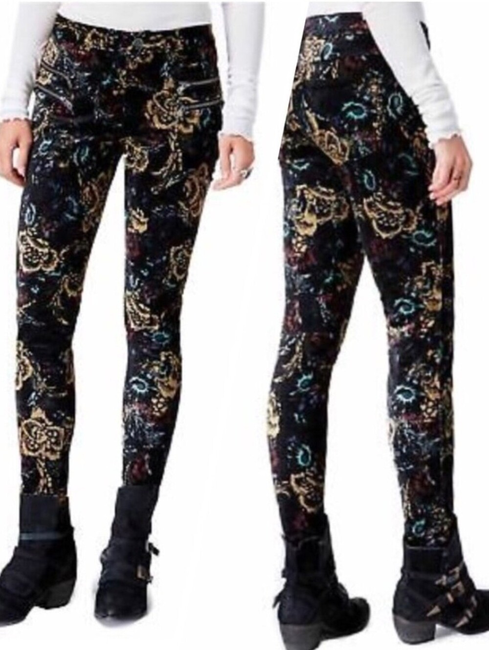 Free People Floral Skinny Pants Size 2